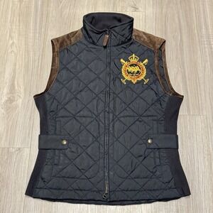 Polo Ralph Lauren Vest Black Country Riders Jockey Club Challenge Crest Sz M